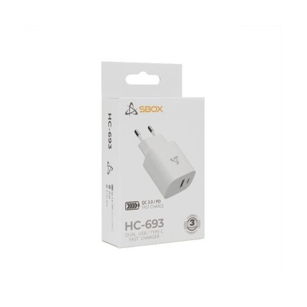 CHARGEUR SBOX USB HC-693 / 2 PORTS / 20W