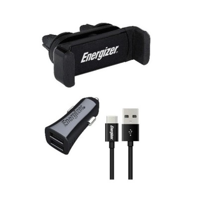 CHARGEUR VOITURE 17W + SUPPORT CLIP ENERGIZER + 2 USB-C CABLE - Lof...