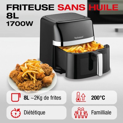 AIR FRYER TECHWOOD 8 Litres 1700W / Noir / TFR-806SHD - CHEZ L'OFFICIEL SHOP