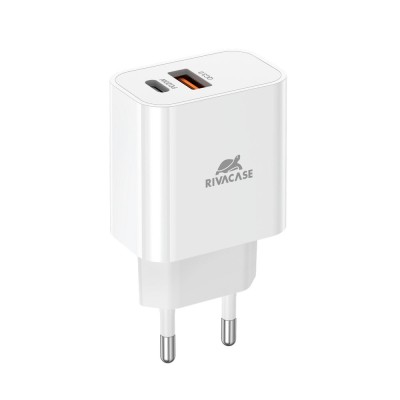 Chargeur Secteur USB-A plus USB-C RIVACASE PS4102 W00 EU white -CHEZ L'OFFICIEL SHOP