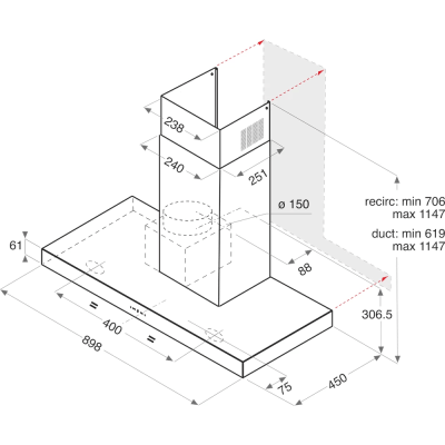 HOTTE ARISTON -90CM -INOX- CHEZ L'OFFICIEL SHOP