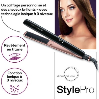 Lisseur Cheveux BEURER HS80 45W - Noir&Rose Gold - CHEZ L'OFFICIEL SHOP