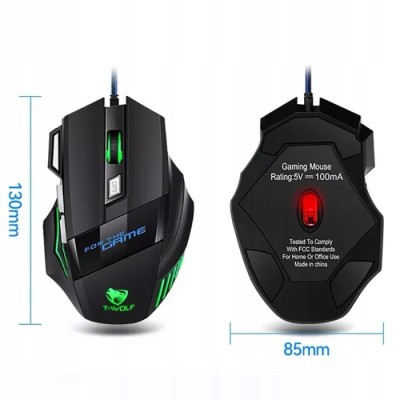 SOURIS GAMER FILAIRE T-WOLF M1 RGB - NOIR - CHEZ L'OFFICIEL SHOP