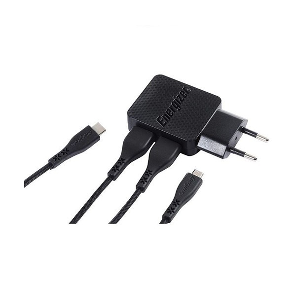 CHARGEUR ENERGIZER WC 12W / 2USB + USB-C2 / MICRO USB CBL