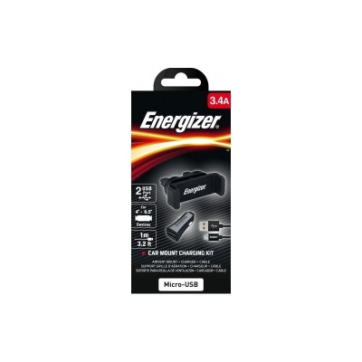 CHARGEUR VOITURE 17W + SUPPORT CLIP ENERGIZER CAR KIT : CH CLIP + C...