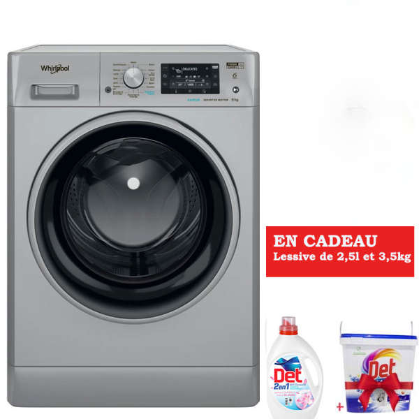 MACHINE À LAVER FRONTALE WHIRLPOOL 9KG INOX